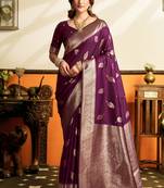 Wine premium soft silkblend saree with tassels & blouse piece