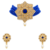 Blue kundan choker necklace set with earrings, gold-toned
