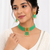 Green beaded choker necklace and earrings jewellery set