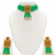 Green beaded choker necklace and earrings jewellery set