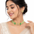 Green beaded kundan choker necklace set with stud earrings