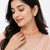 Peach beaded kundan choker necklace set with stud earrings