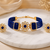 Blue beaded kundan choker necklace set with stud earrings