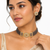 Grey beaded kundan choker necklace set with stud earrings