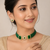 Green beaded kundan choker necklace and earrings jewellery set