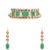 Gold-toned bracelet and drop earrings set with green stones