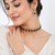 Gold-tone blue crystal choker necklace and earrings set