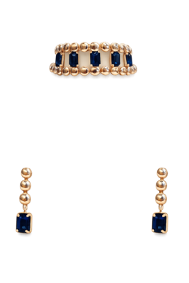 Gold-tone blue crystal choker necklace and earrings set 3