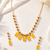 Gold-toned yellow stone necklace and earrings jewellery set