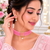 Pink beaded choker necklace and earrings jewellery set