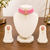 Pink beaded choker necklace and earrings jewellery set