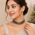 Grey crystal bead choker necklace and earrings jewellery set