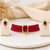 Red beaded choker necklace and earrings set with crystal pendant