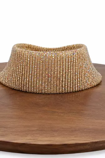 Crystal rhinestone choker necklace and earrings jewellery set
