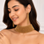 Gold-toned beaded choker necklace and earrings jewellery set