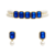 Pearl double strand bracelet and earring set with blue crystals