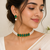 Emerald green crystal & pearl choker necklace and earrings set