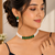 Emerald green crystal & pearl choker necklace and earrings set