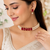 Red crystal & pearl choker necklace set with earrings
