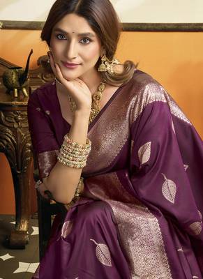 Wine soft silk saree with tassels festival wear saree 2
