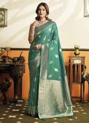 Green soft silk saree with tassels festival wear saree 1