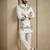 White embroidered signature look white kurta for men