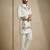 White embroidered signature look white kurta for men