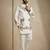 White embroidered signature look white kurta for men