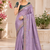 Lavender Color Golden Embroidery And Dori Work With Sequins Work All Over The Border And Motif Fandy Silk Saree