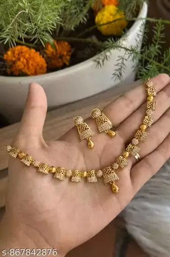 Indian bollywood gold plated kundan choker bridal necklace earrings jewelry set