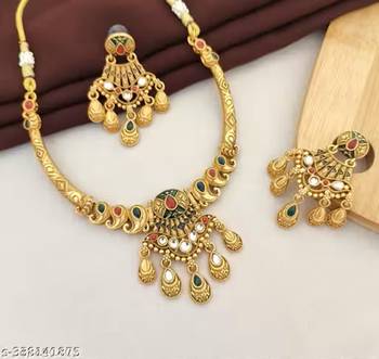 Indian bollywood gold plated kundan choker bridal necklace earrings jewelry set 3