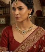 Indian bollywood gold plated kundan choker bridal necklace earrings jewelry set