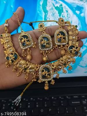 Indian bollywood gold plated kundan choker bridal necklace earrings jewelry set 3