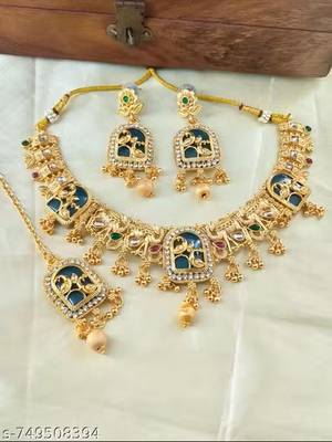Indian bollywood gold plated kundan choker bridal necklace earrings jewelry set 4