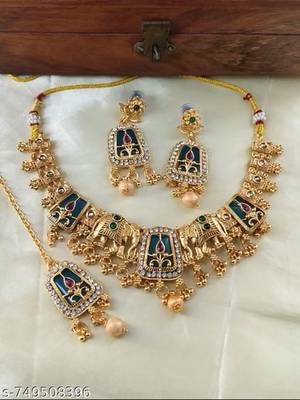 Indian bollywood gold plated kundan choker bridal necklace earrings jewelry set 4