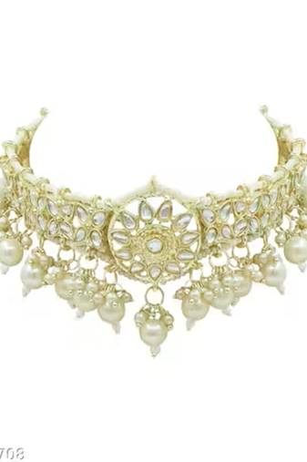 Indian bollywood gold plated kundan choker bridal necklace earrings jewelry set