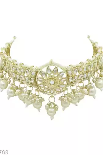 Indian bollywood gold plated kundan choker bridal necklace earrings jewelry set