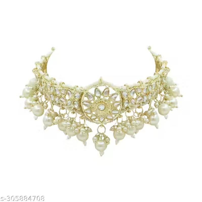 Indian bollywood gold plated kundan choker bridal necklace earrings jewelry set