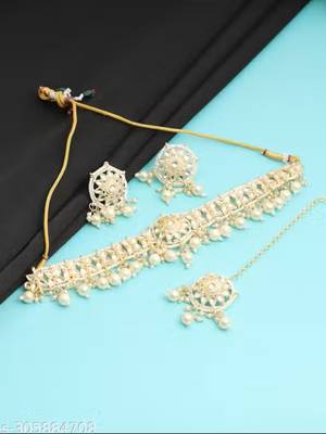 Indian bollywood gold plated kundan choker bridal necklace earrings jewelry set 2