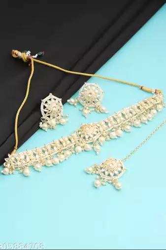 Indian bollywood gold plated kundan choker bridal necklace earrings jewelry set