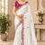 White Color Golden Embroidery And Dori Work With Sequins Work All Over The Border And Motif Fandy Silk Saree