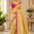 Yellow Color Golden Embroidery And Dori Work With Sequins Work All Over The Border And Motif Fandy Silk Saree