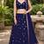 NAVY BLUE EMBROIDERED & MIRROR ART SILK DESIGNER LEHENGA CHOLI SET FOR WOMEN'S