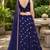 NAVY BLUE EMBROIDERED & MIRROR ART SILK DESIGNER LEHENGA CHOLI SET FOR WOMEN'S