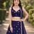 NAVY BLUE EMBROIDERED & MIRROR ART SILK DESIGNER LEHENGA CHOLI SET FOR WOMEN'S