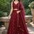 MAROON EMBROIDERED & MIRROR WORK ART SILK DESIGNER LEHENGA CHOLI SET FOR WOMEN'S