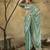 Green designer velvet satin embroidered saree with heavy blouse