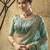Green designer velvet satin embroidered saree with heavy blouse