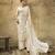 Ivory designer velvet satin embroidered saree with heavy blouse