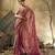 Rani pink designer velvet satin embroidered saree with heavy blouse